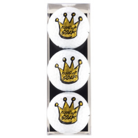 Pack de tres bolas de golf con motivo King of Golf